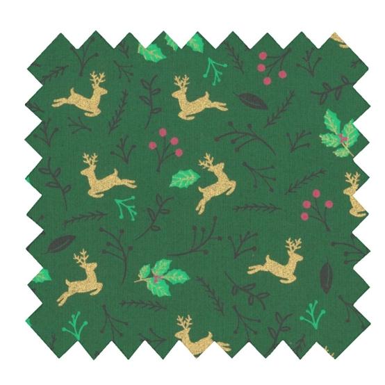 Cotton fabric ex2560 christmas mini green deer