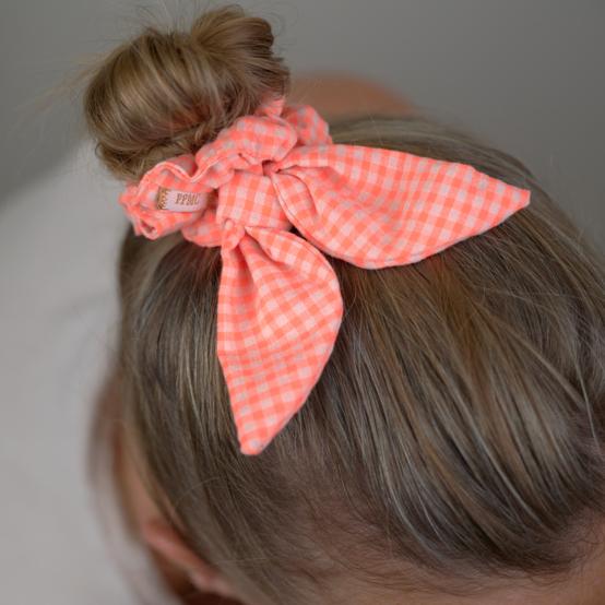 Bunny ear Scrunchie neon orange gingham
