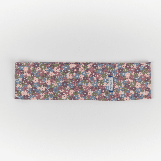 Stretch jersey headband  plum blue flowers