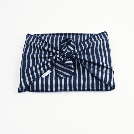 Fupochiki M (17.5 x 24 cm) striped silver dark blue