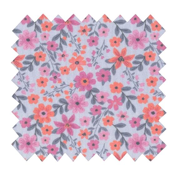 Cotton fabric ex2649 fleuri ciel rose orange