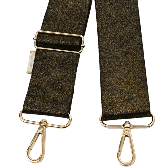 Wide shoulder strap suédine pailletée or