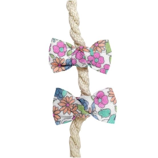 Small bows hair clips pastel fleuri