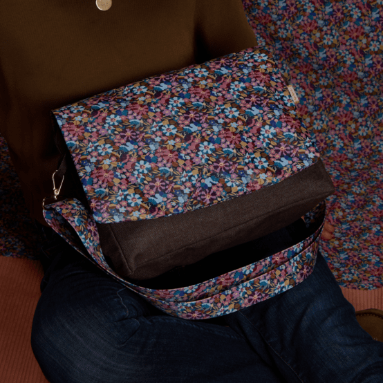Large shoulder bag base chocolate denim