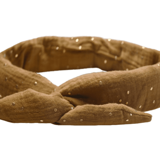 Wire headband retro gaze pois or caramel