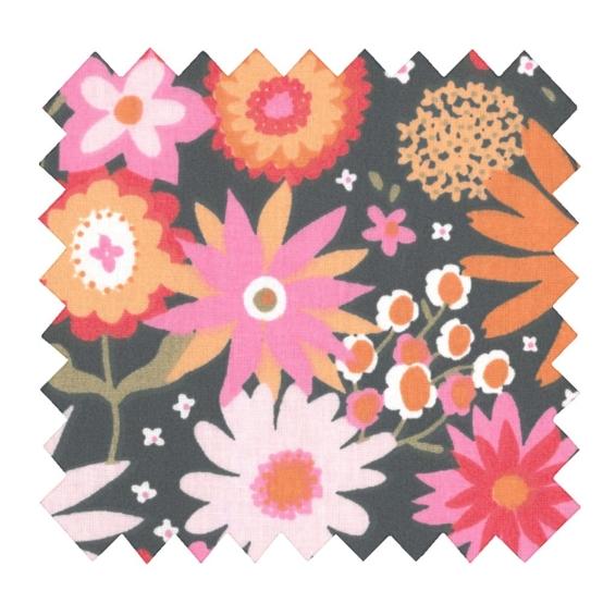 Cotton fabric ex2569 orange green flower