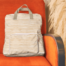 Foldable rucksack Gaby rayé or blanc