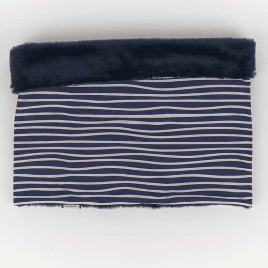 Adult Fur scarf snood striped  ivory navy