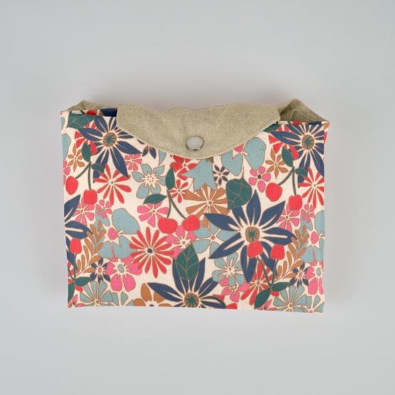 Tote bag with a zip cerise en fleur