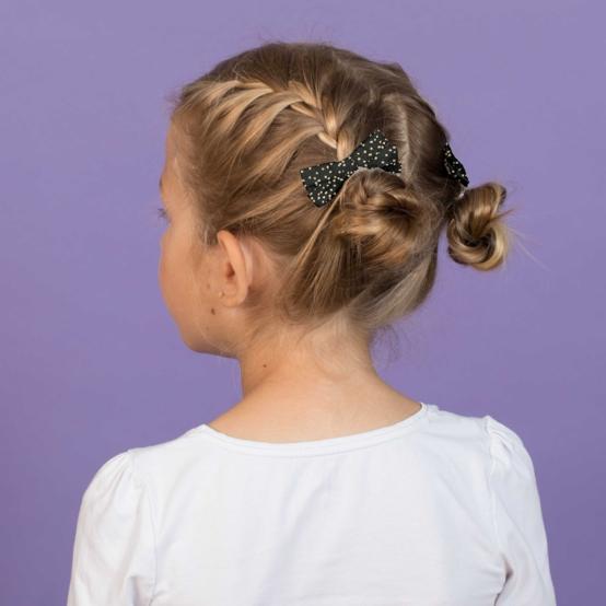 Ribbon hair slide glitter black