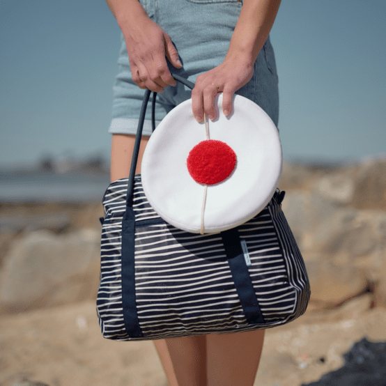 Bowling bag  striped  ivory navy
