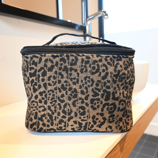 Large vanity mocha quilted leopard