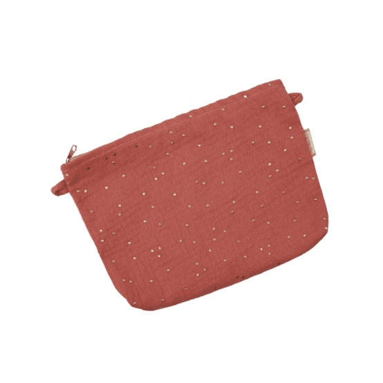 Tiny coton clutch bag gaze pois or rose blush