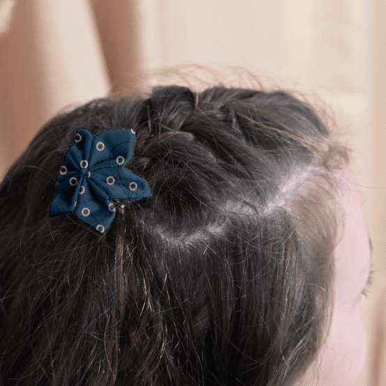 Star flower hairslide bulle bronze marine