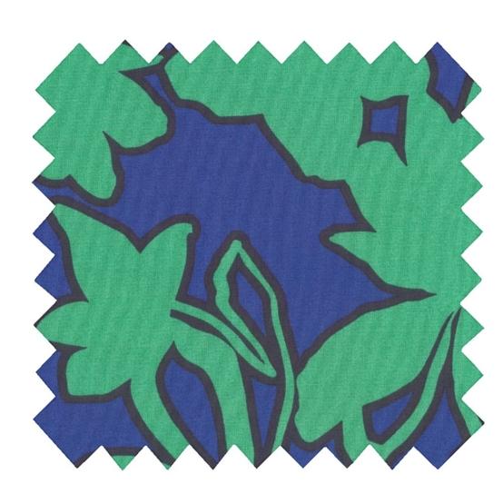 Cotton fabric EX2650 Green-blue silhouettes