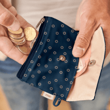 zipper pouch card purse bulle bronze marine