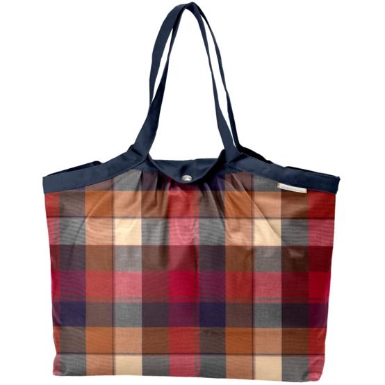 Pleated tote bag - Medium size ruby lurex tartan