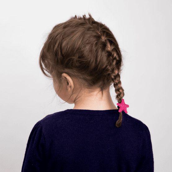 Pony-tail elastic hair star fuchsia pailleté