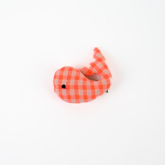 Whale clip neon orange gingham