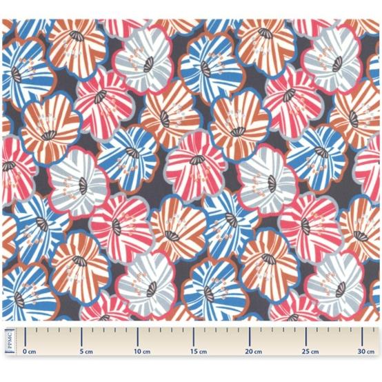 Jersey fabric anémones rayées