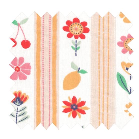 Cotton fabric ex2629 striped fruity floral