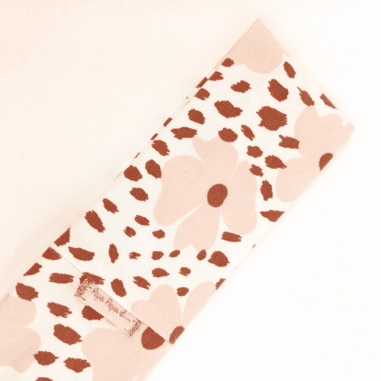 Stretch jersey headband  nude terracotta pansies
