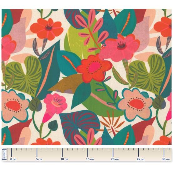 Cotton veil fabric fleurs des iles