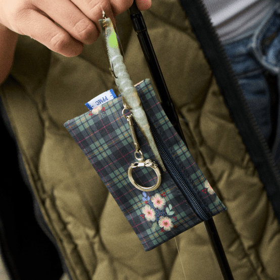 Keyring  wallet tartan fleuri