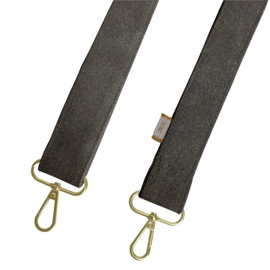 Narrow shoulder strap suédine pailletée or