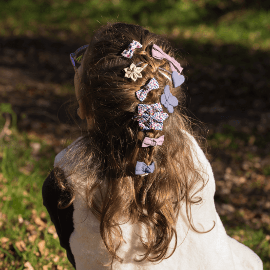 Star flower hairclip  glitter linen
