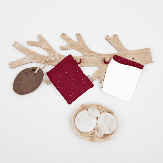 Make-up Remover Glove gaze pois or grenat