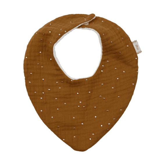 bandana bib gaze pois or caramel