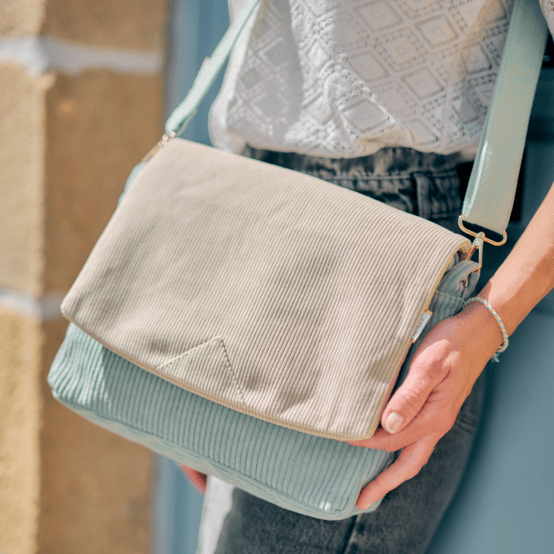 Large shoulder bag base lichen corduroy
