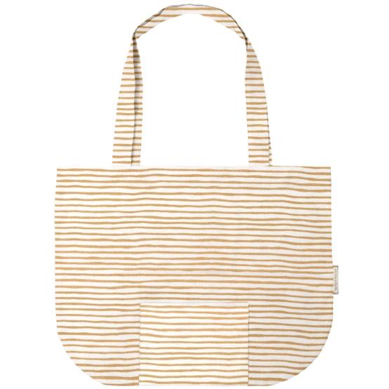 Foldable tote bag rayé or blanc