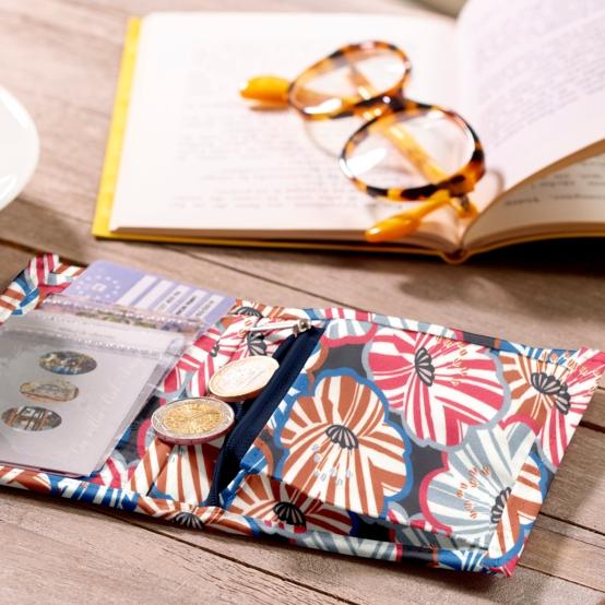 Compact wallet anémones rayées