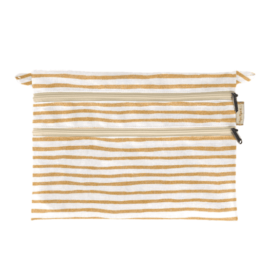 Aloïs flat pouch rayé or blanc