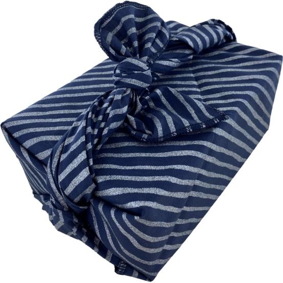 Furoshiki tall 73 x 73 striped silver dark blue