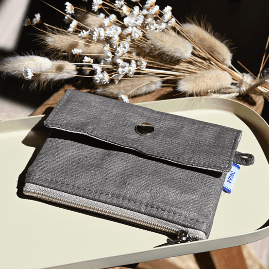 Zipper pouch card purse copper linen