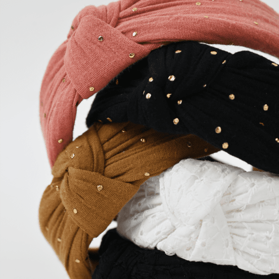 Large Crossed Headband gaze pois or rose blush