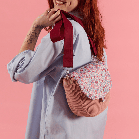 Base small bag without shoulder strap blush pink corduroy