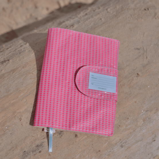 Health book cover neon pink gingham