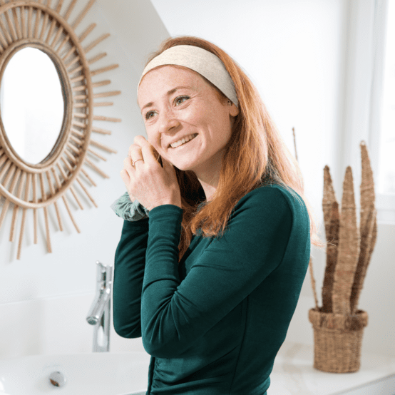 Stretch jersey headband  beige chiné