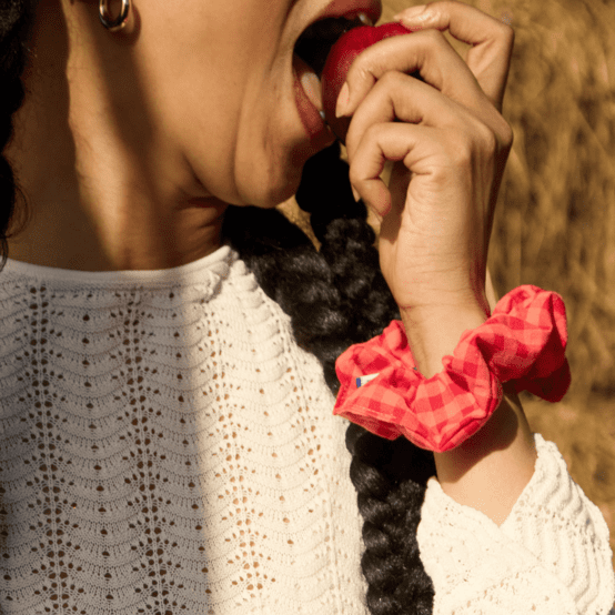 Scrunchie coral red gingham