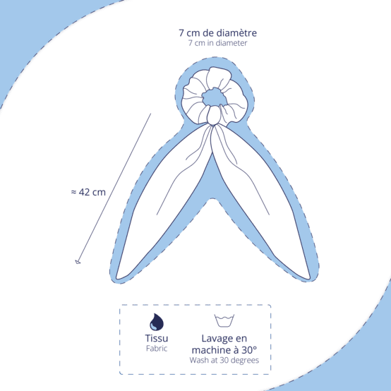 Long tail scrunchie starry white english embroidery 