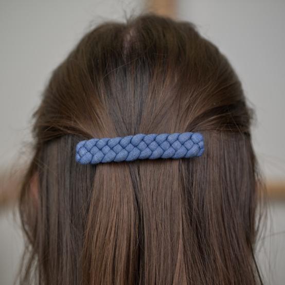 Plait hair slide light denim