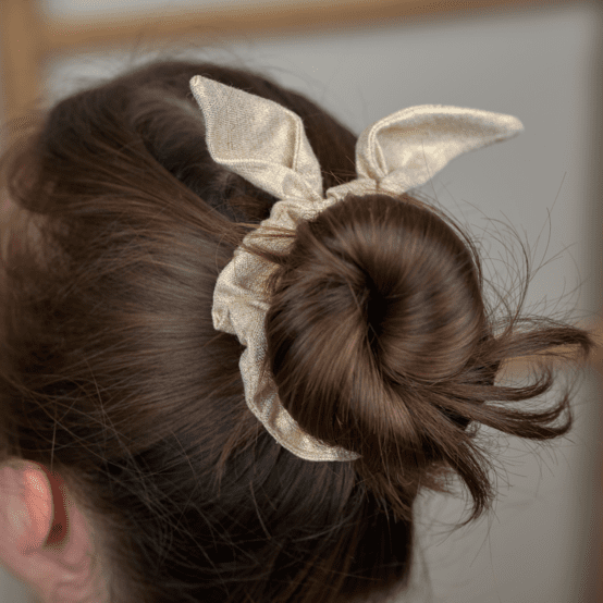 Bunny ear Scrunchie  glitter linen