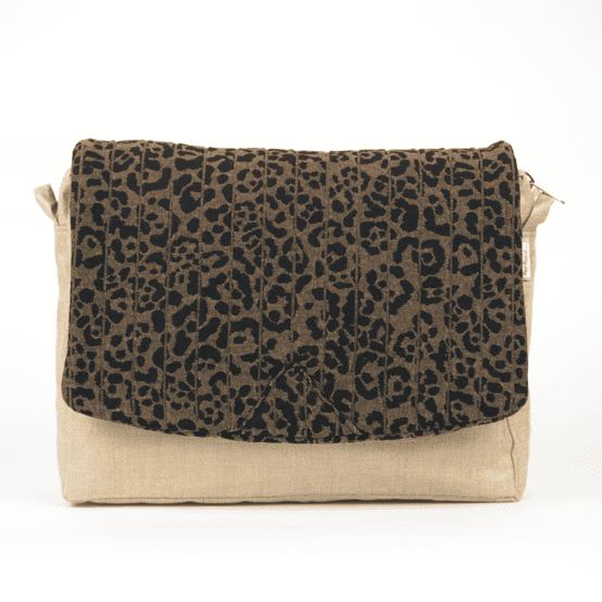 Square flap of saddle bag  mocha quilted leopard
