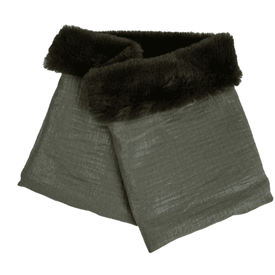 Adult Fur scarf snood gaze pailletée kaki