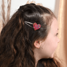 Heart hair-clips badiane framboise