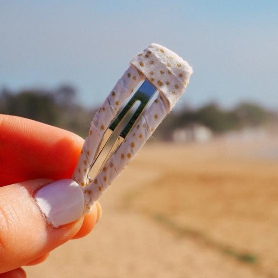 Fabric hair clip white sequined